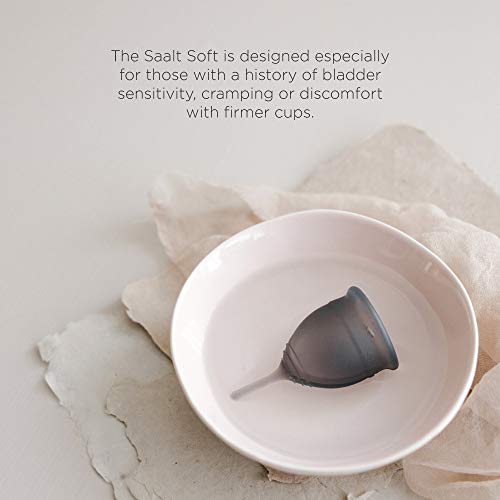 Saalt - Copa menstrual suave, supersuave y flexible, la mejor taza sensible, uso durante 12 horas, fabricado en Estados Unidos