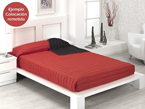 SABANALIA - Colcha Bicolor Multiuso Tutto (Disponible en Varias Medidas y Colores) - Cama 90, Rojo/Negro