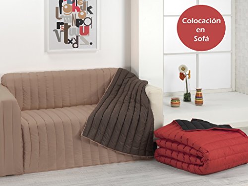 SABANALIA - Colcha Bicolor Multiuso Tutto (Disponible en Varias Medidas y Colores) - Cama 90, Rojo/Negro