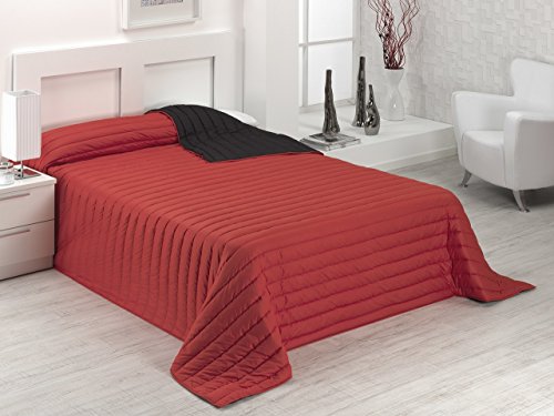 SABANALIA - Colcha Bicolor Multiuso Tutto (Disponible en Varias Medidas y Colores) - Cama 90, Rojo/Negro