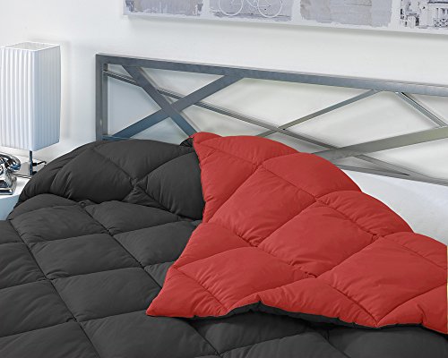 Sabanalia - Edredón nórdico de 400 g reversible (bicolor), para cama de 135/150 cm, color rojo y negro