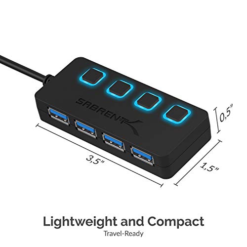 Sabrent Concentrador USB 3.0 con 4 Puertos con interruptores de alimentación Individuales y Leds (HB-UM43)