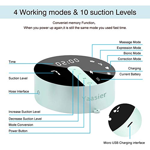 Sacaleches Eléctrico Recargable Portátil Extractor de Leche eléctrico con pantalla táctil LCD inteligente para Succión de Leche Materna y Masaje de Senos