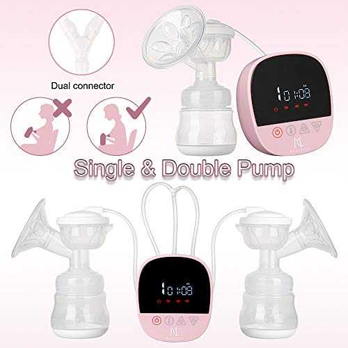 Sacaleches Eléctricos, Mooedcoe Extractor de Leche Doble Pantalla Táctil Sensible, Múltiples Modos y Niveles de Succión, Portátil con Pantalla HD