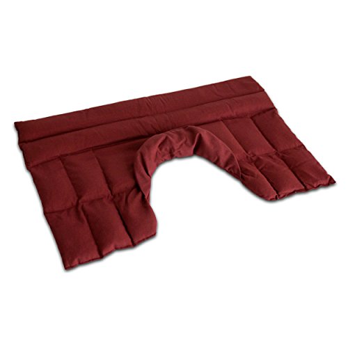 Saco cervical térmico de semillas - burdeos - Cojín nuca, hombros y espalda superior con cuello - Almohada cervical - Para microondas y horno - Semillas de colza -