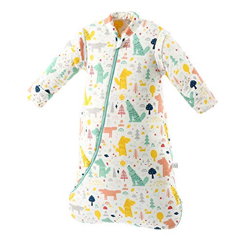 Saco de dormir para bebé de invierno, saco de dormir para niños, 3,5 tog, saco de dormir de algodón bio, diferentes tamaños desde el nacimiento hasta los 4 años verde Grünerwald Talla:L/24-48Monate
