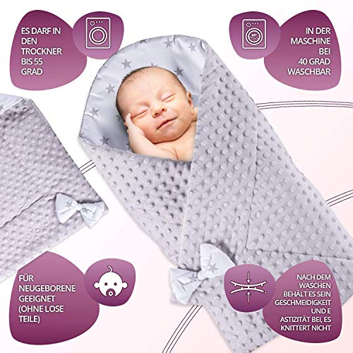 Saco de Dormir para bebé de - Manta de niño pequeño de Dormir, invierno, para durante todo el año, Saco de algodón Minky reversible para envolver (Gris)