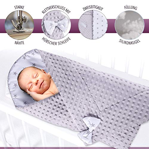 Saco de Dormir para bebé de - Manta de niño pequeño de Dormir, invierno, para durante todo el año, Saco de algodón Minky reversible para envolver (Gris)