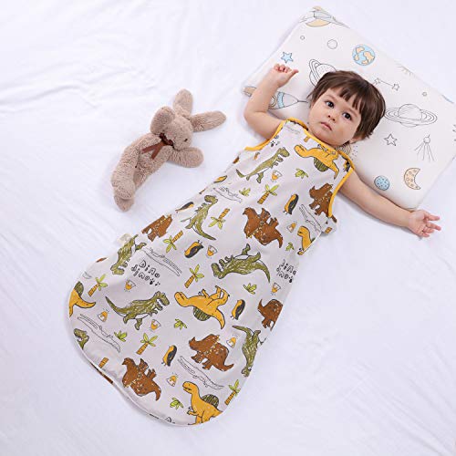 Saco de dormir para bebé de verano, primavera, Animal dibujos animados, manta lavable 1,0 tog, saco de dormir sin mangas (0-6 meses, pequeño dinosaurio)