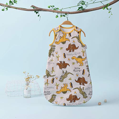 Saco de dormir para bebé de verano, primavera, Animal dibujos animados, manta lavable 1,0 tog, saco de dormir sin mangas (0-6 meses, pequeño dinosaurio)