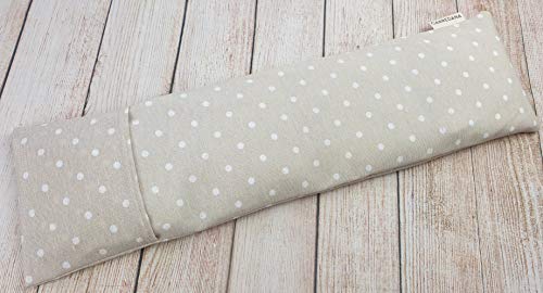 Saco térmico cervical de semillas de trigo y eucalipto con funda lavable 50x16cm (Topos beige)