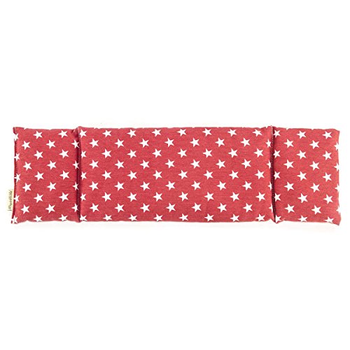 Saco Térmico de Semillas Aroma Lavanda, Azahar o Romero Tejido Rojo con Estrellas (Lavanda, 50 cm)