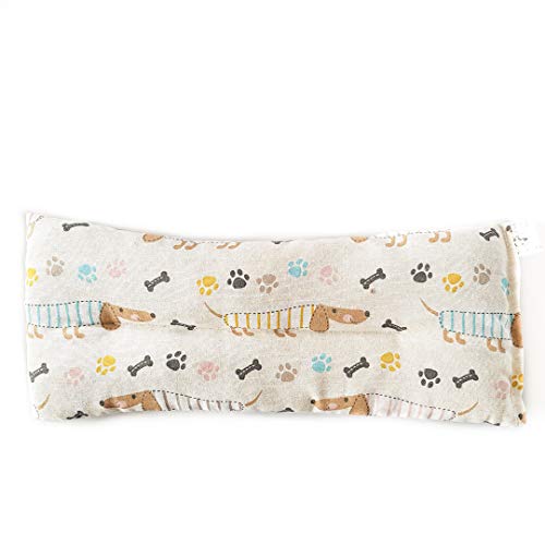 Saco térmico de semillas. Saco de calor y frío con olor a hierbas naturales. Cojín térmico estampado de perros. Tamaño: 15 x 40 cms (Lavanda)