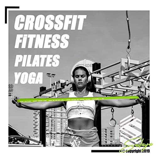 Sadaya - Bandas Elasticas Fitness/Bandas de Resistencia/Resistence Loop Bands, eBook en Español y Portugués + Bolsa, Juego de 5 Cintas elásticas con 5 Niveles de Fuerza, para Yoga, Pilates, Crossfit