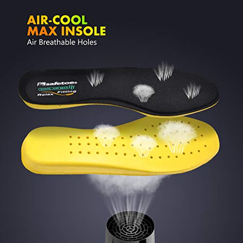 SAFETOE Plantillas Memory Foam para Zapatos Amortiguación y Cómodas, Plantillas Fascitis Plantar Deportivas y Buen Transpirable para Trabajo, Senderismo, Reducir el Dolor de Pie, Talla 42-44