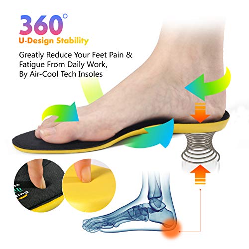 SAFETOE Plantillas Memory Foam para Zapatos Amortiguación y Cómodas, Plantillas Fascitis Plantar Deportivas y Buen Transpirable para Trabajo, Senderismo, Reducir el Dolor de Pie, Talla 39-41