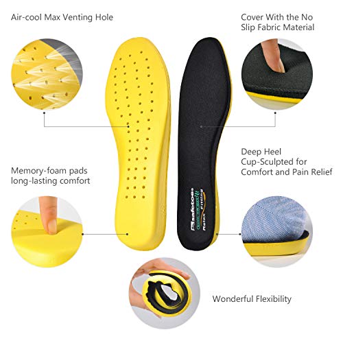 SAFETOE Plantillas Memory Foam para Zapatos Amortiguación y Cómodas, Plantillas Fascitis Plantar Deportivas y Buen Transpirable para Trabajo, Senderismo, Reducir el Dolor de Pie, Talla 39-41