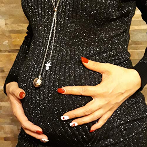 Saga Gioielli - Collar llamador de ángeles con bola de saliscendi de longitud ajustable con colgante de chupete