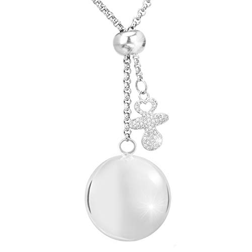 Saga Gioielli - Collar llamador de ángeles con bola de saliscendi de longitud ajustable con colgante de chupete