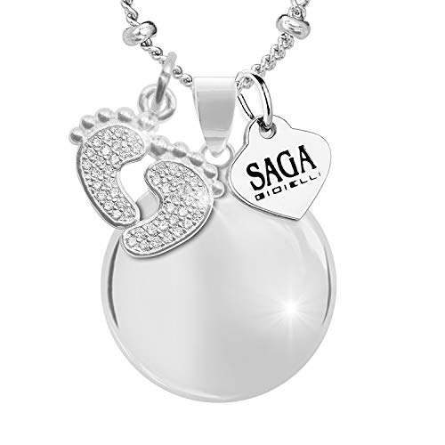 Saga Gioielli - Collar llamador de ángeles con bola mexicana y pies de cristal