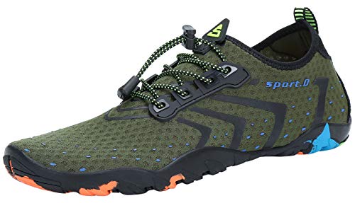 SAGUARO Escarpines Zapatos de Agua Calzado Playa Zapatillas Deportes Acuáticos para Buceo Snorkel Surf Natación Piscina Vela Mares Rocas Río para Hombre Mujer (Verde,44 EU)