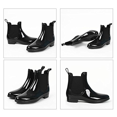 SAGUARO® Mujer Botas de Lluvia Festival Botas de Agua Muy Ligera Negro 36