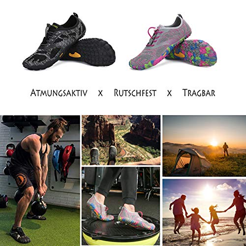 SAGUARO Mujer Zapatillas de Training Yoga Entrenamiento Gym Interior Transpirables Zapatos Correr Barefoot Resistentes Comodas Zapatos Gimnasio Asfalto Playa Agua Exterior(034 Rosa, 36 EU)