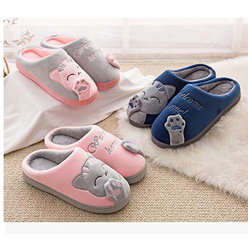 SAGUARO Otoño Invierno Zapatillas Interior Casa Caliente Slippers Suave Algodón Zapatilla Mujer Hombres Animados Pareja Zapatos Calzado, 39/40 EU=40/41 CN Rosa