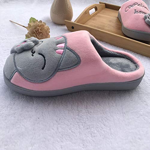 SAGUARO Otoño Invierno Zapatillas Interior Casa Caliente Slippers Suave Algodón Zapatilla Mujer Hombres Animados Pareja Zapatos Calzado, 39/40 EU=40/41 CN Rosa