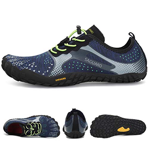 SAGUARO Unisexo Ligeras Zapatillas de Trail Running Flexibles Elástica Zapatos de Playa Ventilación Ajustables Zapato Descalzos Minimalistas Zapatillas para Pista Surf Buceo Nadando, Agua Azul 46