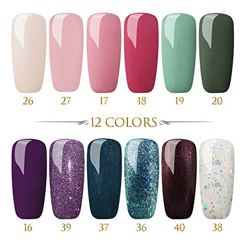 Saint-Acior 36W UV/LED Lámpara Secador de Uñas 12PCS Esmalte Semipermanente Soak off 8ml Top Coat Base Coat Kit de Manicura Pedicura