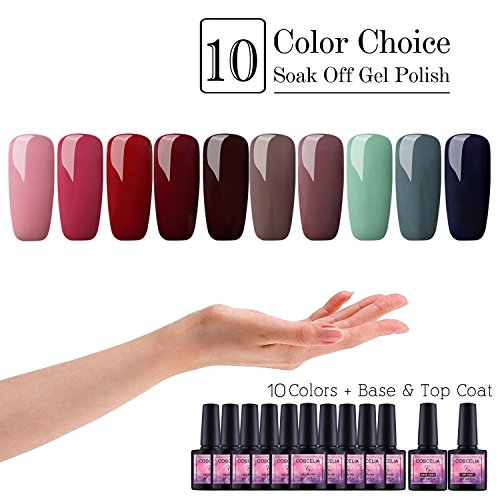 Saint-Acior 36W UV/LED Lámpara Set Manicura y Pedicura Kit Uñas de Gel 10pcs Esmaltes Semipermanentes Soak off 8ml Herramientas de Manicura Diseño Arte de Uñas Nail Art