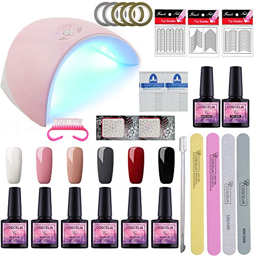 Saint-Acior Accesorio de Manicura Pedicura 10pcs Kit Uñas Esmalte Semipermanente de Uñas en Gel Soak off 8ml Nail Dryer 36W UV/LED Secador de Uñas Lámpara Uñas Top Coat Base Coat Nail Art