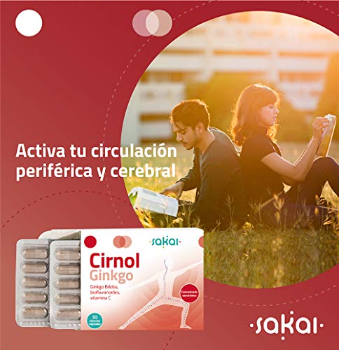 Sakai – Cirnol Ginkgo, Complemento alimenticio a base de polvo y extracto titulado de Ginkgo Biloba, Bioflavonoides y Vitamina C