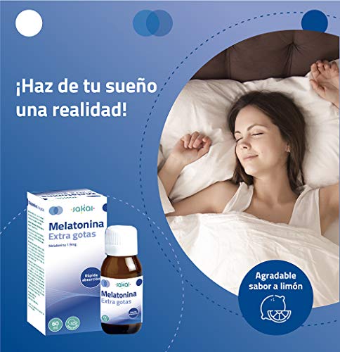 Sakai – Melatonina Extra gotas, frasco 60 mililitros. Conciliación rápida del Sueño. Fácil dosificación, 1,9mg de Melatonina por dosis. Sabor limón.