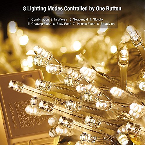 Salcar Cortina de luces LED 3 * 3 metros, 300 LEDs, Luz de la Cortina para navidad, decoracion de fiestas, celebraciones, interiores, 8 programas de cambio de luz (luz cálida)