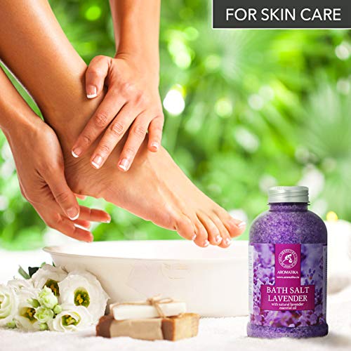 Sales Marinas de Baño con Lavanda 600g - Sales de Baño Naturales - Beneficiosas para Lograr un Buen Descanso y Reducir el Estrés - Cuidado Corporal - Baños de Relajación - Aromaterapia - Spa