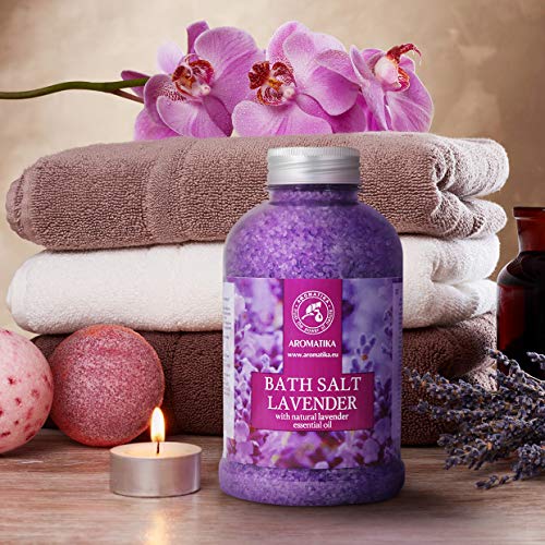 Sales Marinas de Baño con Lavanda 600g - Sales de Baño Naturales - Beneficiosas para Lograr un Buen Descanso y Reducir el Estrés - Cuidado Corporal - Baños de Relajación - Aromaterapia - Spa