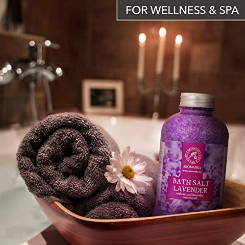 Sales Marinas de Baño con Lavanda 600g - Sales de Baño Naturales - Beneficiosas para Lograr un Buen Descanso y Reducir el Estrés - Cuidado Corporal - Baños de Relajación - Aromaterapia - Spa