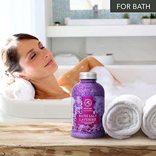 Sales Marinas de Baño con Lavanda 600g - Sales de Baño Naturales - Beneficiosas para Lograr un Buen Descanso y Reducir el Estrés - Cuidado Corporal - Baños de Relajación - Aromaterapia - Spa
