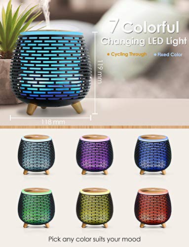 SALKING Humidificador Electrico,Humidificador Aceites Esencialescon LED de 7 colores,Difusor de Aromaterapia,Silencio,2 Modos de Pulverización, Apagado Automático,Dormitorio, Decoración de Interiores