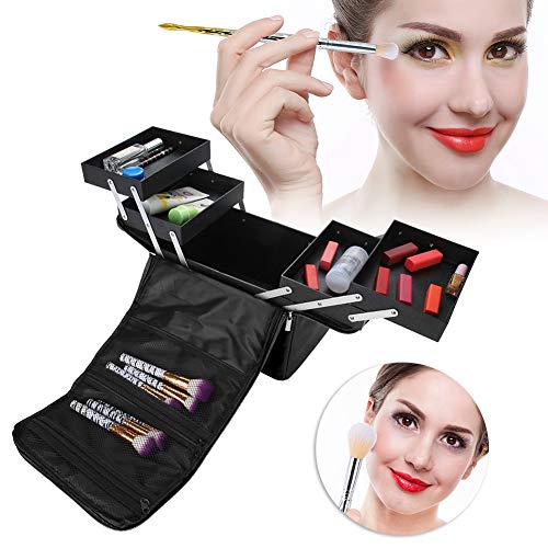 Salmue Bolsa Cosmética de Viaje, Mujer Maquillaje Grande 3 Pisos Mochila para Mujer Estuche para Maquillaje Cosméticos Organizador con Divisor, Viaje o Accesorios para el Hogar(4#)