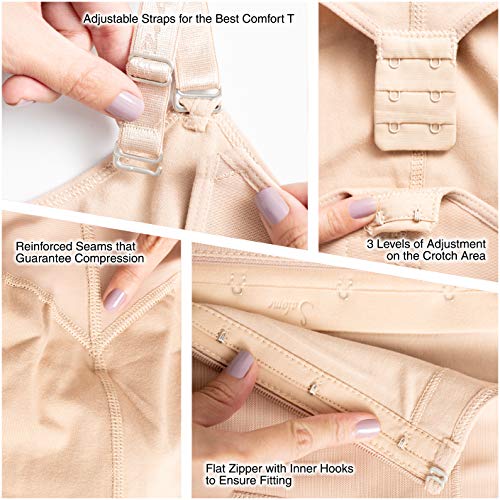 Salome 0417 Body Moldeador Levanta Gluteos Fajas Reductoras Adelgazantes Abdominal Colombiana Barriga Postparto Cesarea Lumbar Trabajo Mujer Beige S