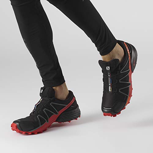 Salomon Speedcross 4, Zapatillas de Trail Running para Hombre, Negro (Black/Goji Berry/Red Orange), 40 EU