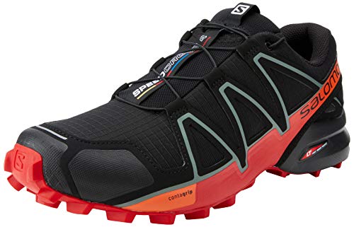 Salomon Speedcross 4, Zapatillas de Trail Running para Hombre, Negro (Black/Goji Berry/Red Orange), 40 EU