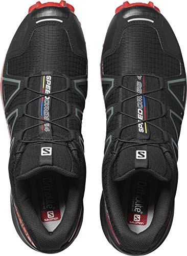 Salomon Speedcross 4, Zapatillas de Trail Running para Hombre, Negro (Black/Goji Berry/Red Orange), 40 EU