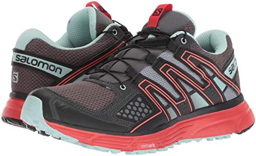 Salomon X-Mission 3 W, Zapatillas de Trail Running para Mujer, Gris/Rojo (Magnet/Black/Poppy Red), 38 2/3 EU