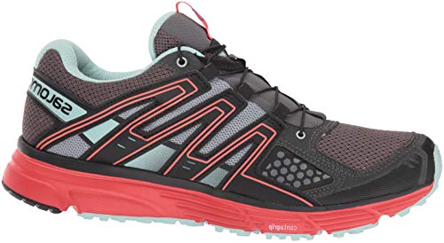 Salomon X-Mission 3 W, Zapatillas de Trail Running para Mujer, Gris/Rojo (Magnet/Black/Poppy Red), 38 2/3 EU