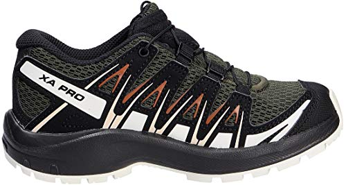 Salomon XA Pro 3D J, Zapatillas de Trail Running Unisex Niños, Verde (Grape Leaf/Vanilla Ice/Caramel Café), 35 EU