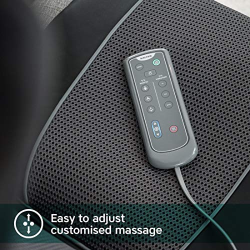 Salter - Sesión de masaje Shiatsu, espalda y cuello 3 zonas de masaje de espalda seleccionables: total, superior o inferior Opción de calor Control remoto